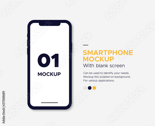 Banner smartphone mockup with blank screen isolated on background