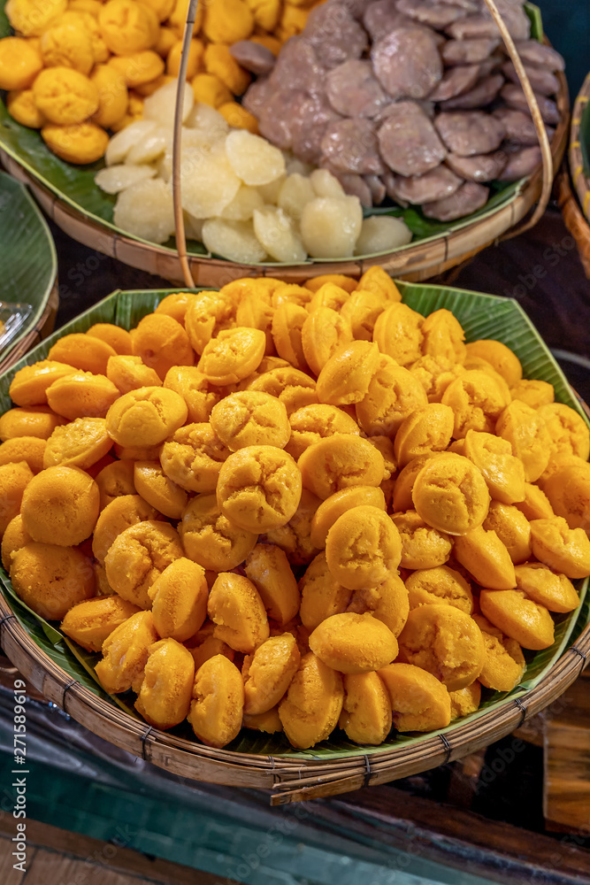 Toddy sweet sugar palm cake in palm leaves, Thai traditional dessert.. Toddy sweet sugar palm cake in palm leaves, Thai traditional dessert..