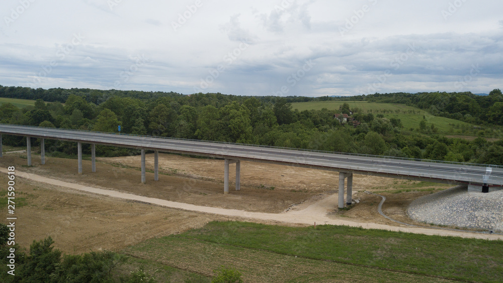 aerial view of bridge and road