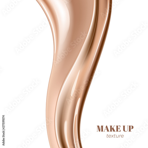 Realistic foundation creamy texture for beauty products ad, 3d effect