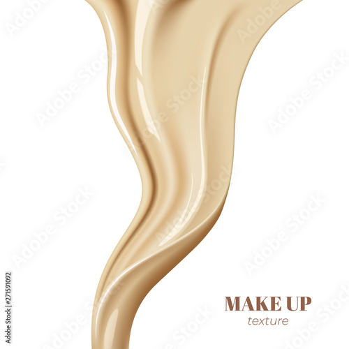 Realistic foundation creamy texture for beauty products ad, 3d effect