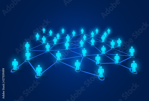 Connecting people. Social network concept. Bright background