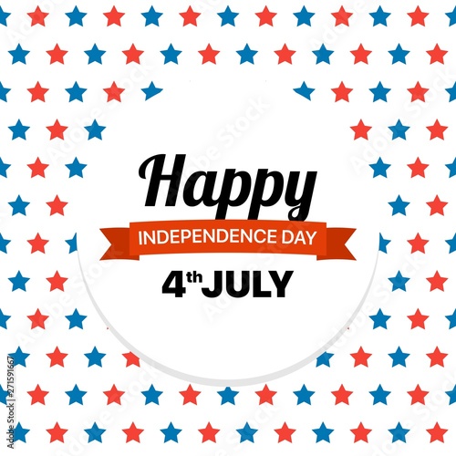 Happy Independence Day greetings card with a lot of red and blue stars. Vector patriotic Fourth of July illustration card