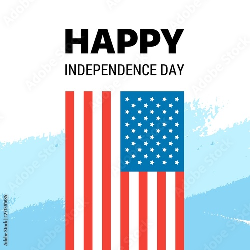 USA flag isolated on white background with blue texture. Vector patriotic Happoy Independence Day greetings card photo