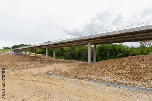 wide angle view of bridge under construction