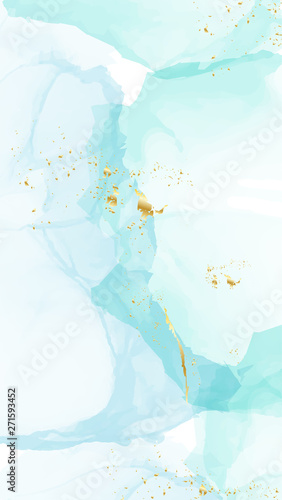 Pastel green blue gold old texture alcohol ink design. Trendy watercolor Chic Background made in Vector for wallpaper, canvas, wedding,, © milatoo