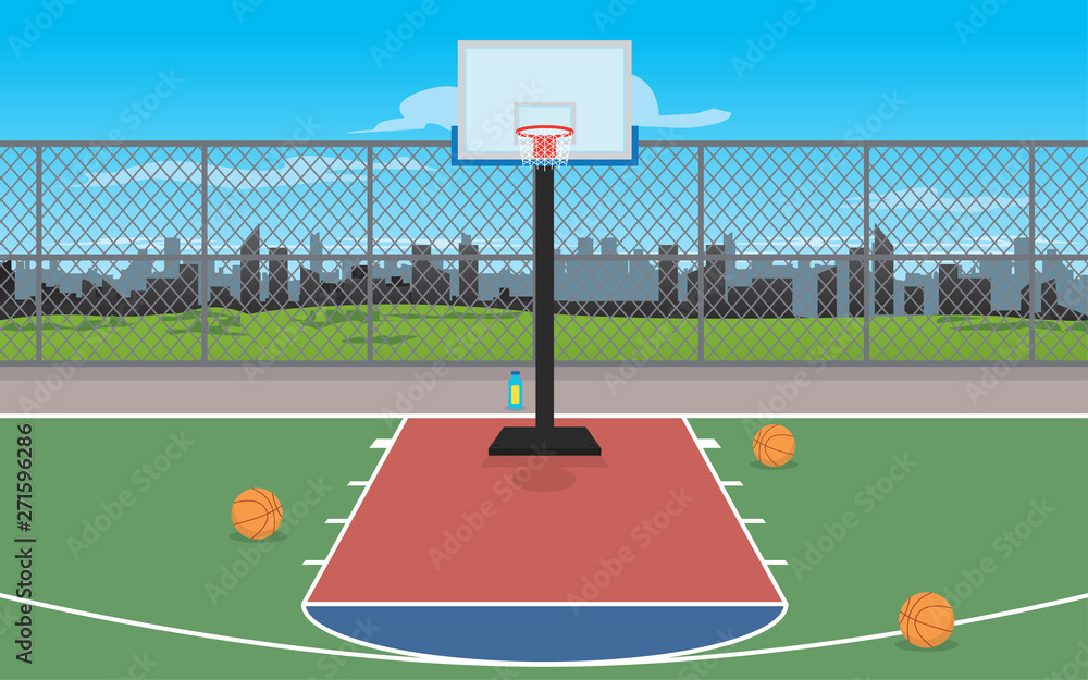 landscape of outdoor basketball court in the daytime Stock Vector | Adobe  Stock