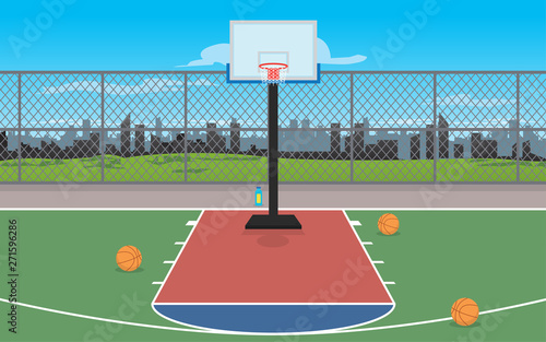 landscape of outdoor basketball court in the daytime