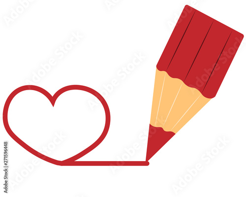 drawn heart in red pencil
