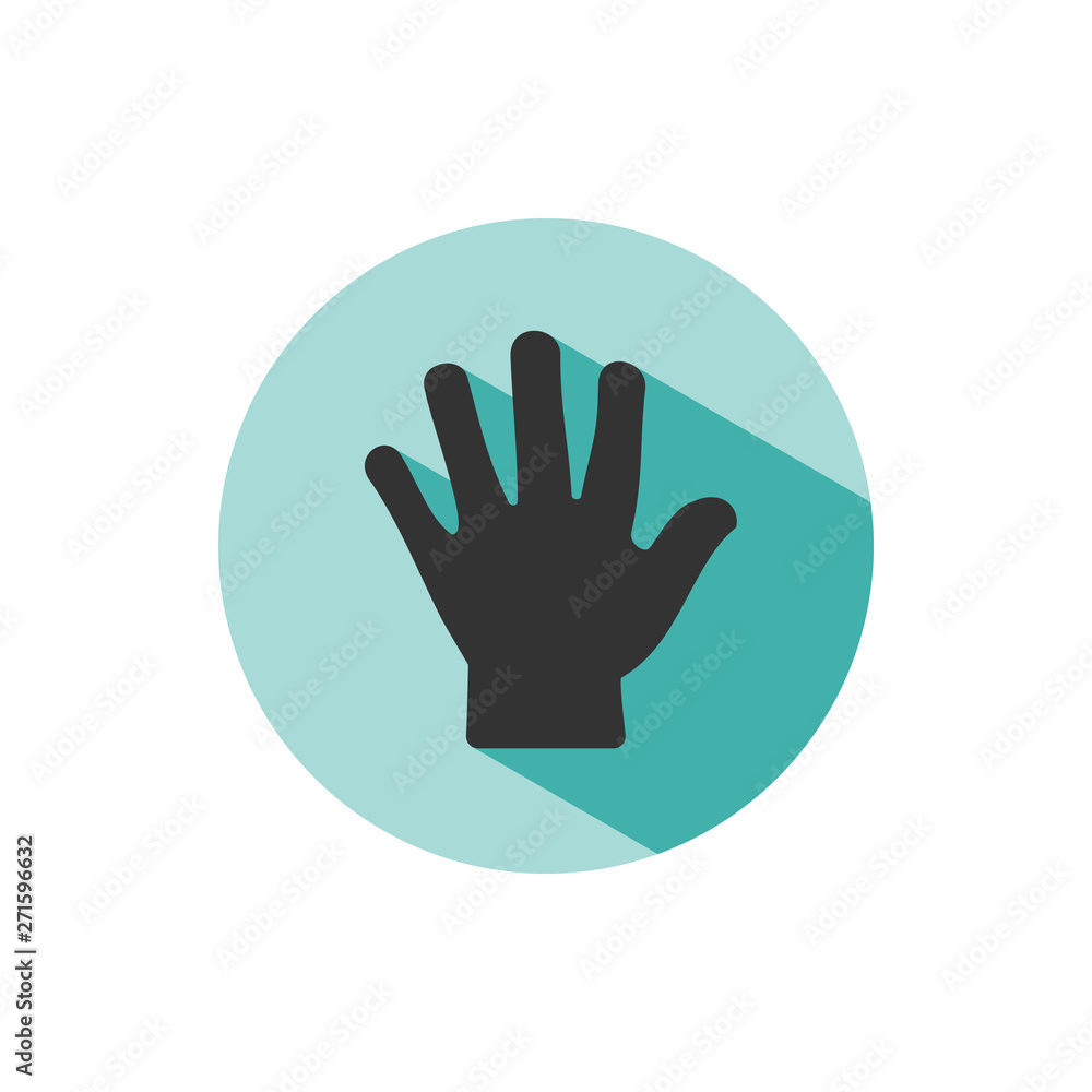 Body senses tact. Hand icon with shade on green circle Body senses tact. Hand icon with shade on green circle
