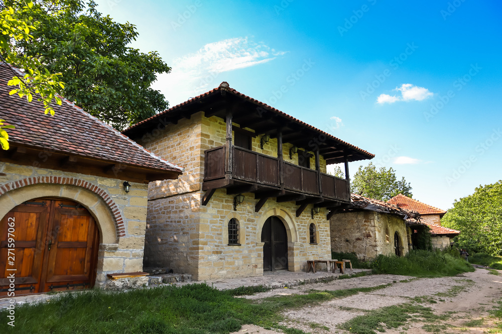 Wine cellars in old rustic vintage houses in Rajacke pimnice near the village Rajac in Negotin region of Serbia