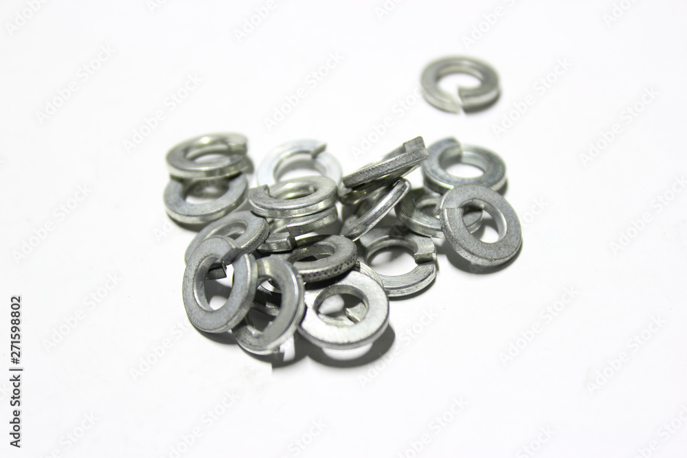 Silver metal details on isolated white background Silver metal details on isolated white background