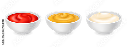 Sauces in bowls set