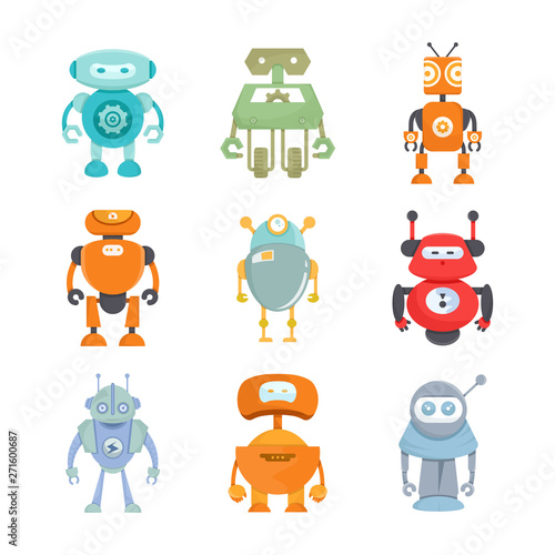 robot character icons set