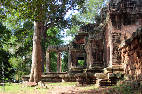 The ruins of the temple complex of Ta Prohm in Siem Reap, Cambodia. Architectural heritage of the Khmer Empire. A masterpiece of world architecture