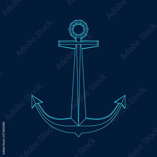 Nautical anchor. Vector out...
