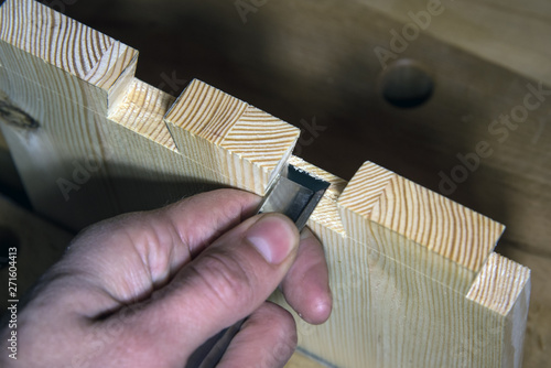 dovetail joinery, tenon and mortise, woodworking photo