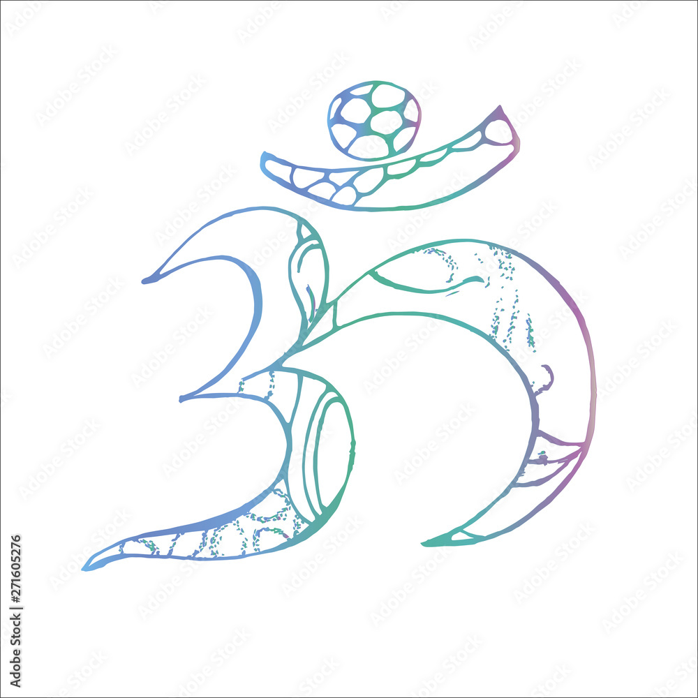 Obraz premium Gradient illustration of Ohm and Buddha in it. Tattoo idea