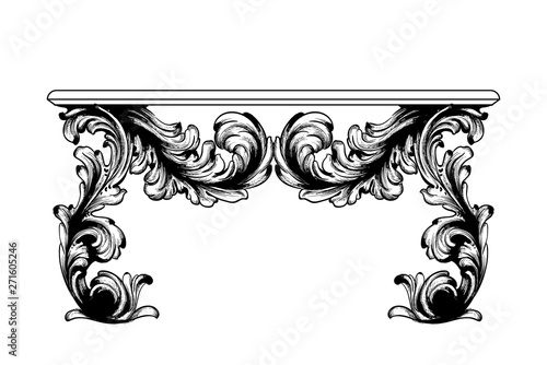 Baroque table Vector. Imperial style furniture. Vintage designs