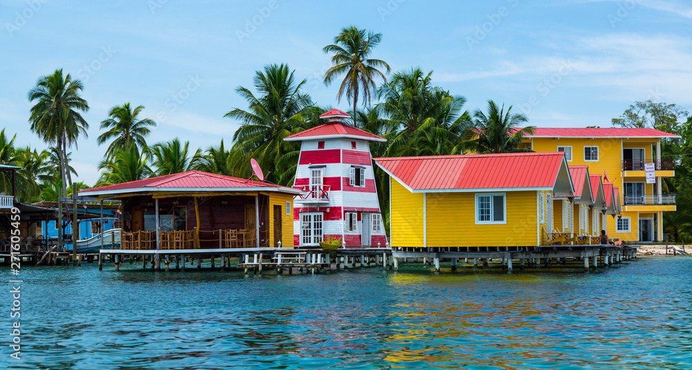 Fototapeta premium Bocas del Toro Town, Colon Island, Bocas del Toro Archipelago, Bocas del Toro Province, Panama, Central America, America