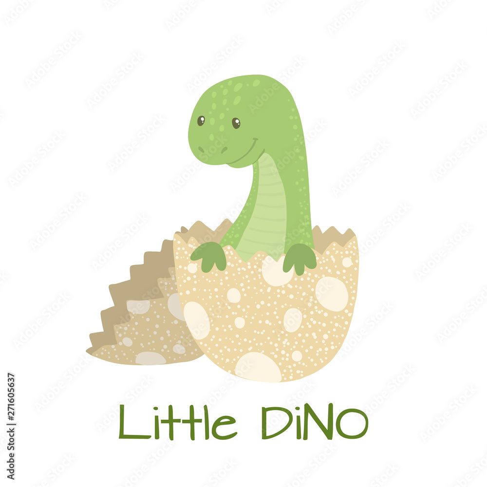 Cute cartoon baby dinosaur hatching from egg. Cute cartoon baby dinosaur hatching from egg.