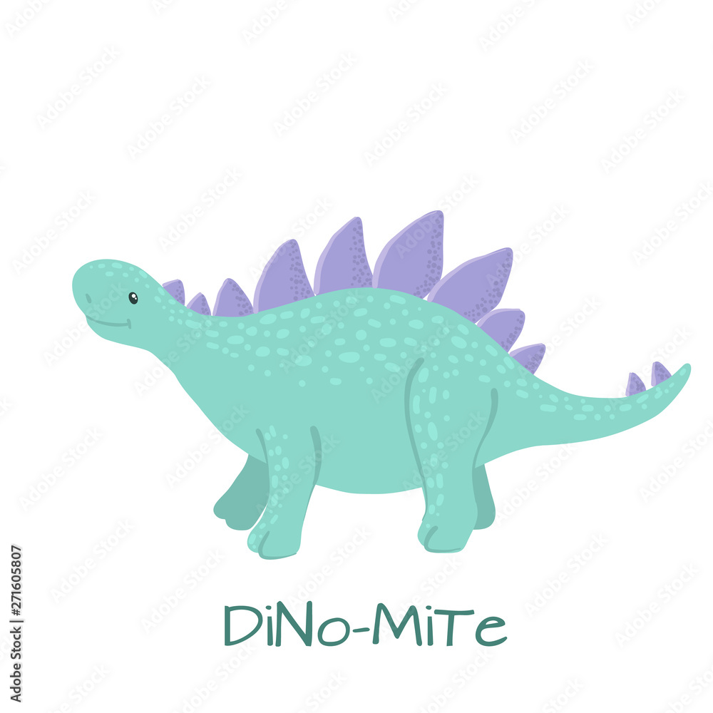 Obraz premium Cute baby stegosaurus dinosaur isolated on white.