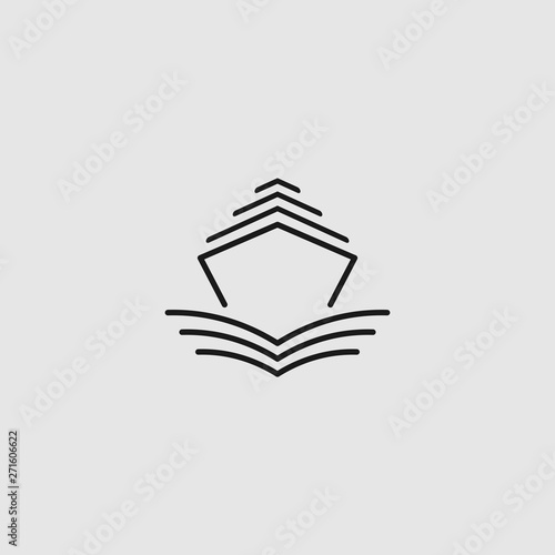 simple elegant minimalist cruise ship vector logo design