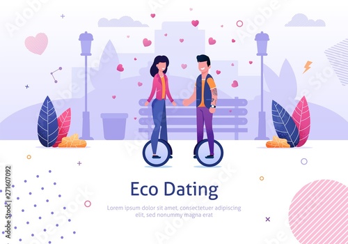 Eco Dating Man and Woman Ride Monocycle in Park