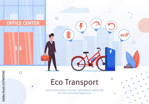 Eco Transport. Businessman with Electric Bike
