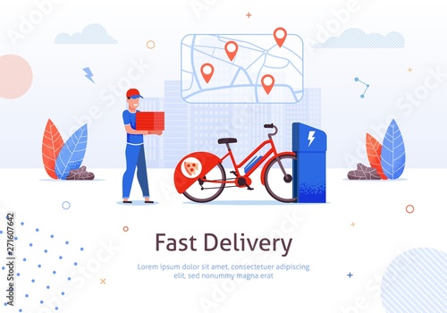 Fast Delivery Man Pizza Box Electric Bike Charging