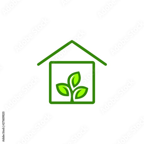 simple minimalist green house vector logo design