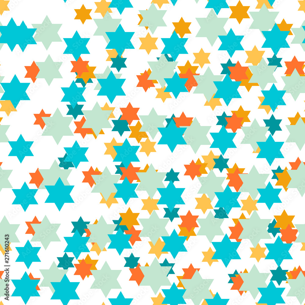Seamless abstract background with stars. Infinity messy geometric pattern. Vector illustration.     