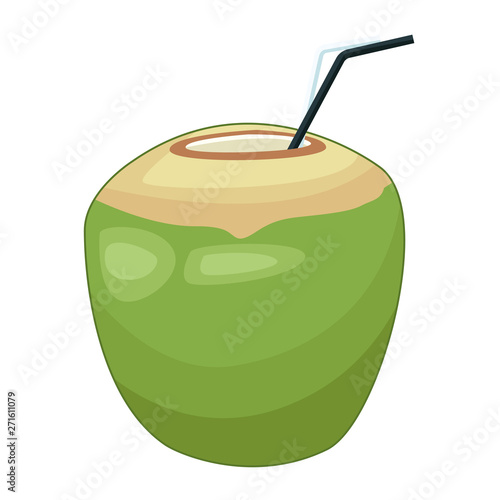 Coconut cocktail drink with straw