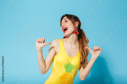 Attractive young slim woman wearing swimsuit