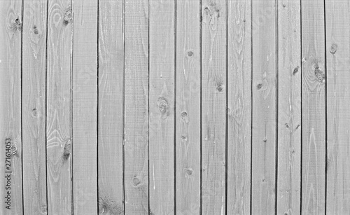Natural wooden background. Surface of wooden texture for design and decoration. Shabby vertical boards with peeling paint. Gray color. Copy space.