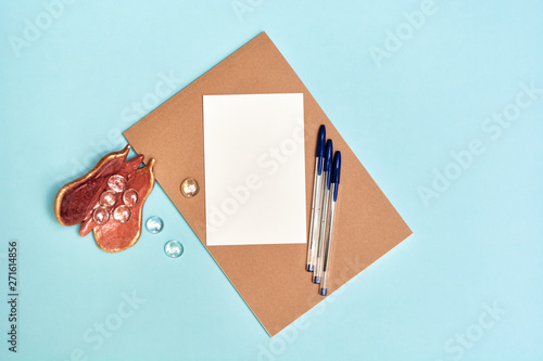 Back to school, school supplies, blue and pink