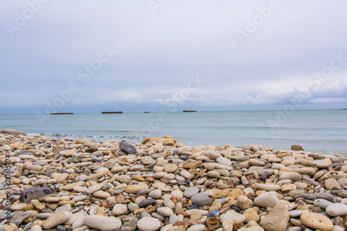 stones on the beach in Normandy France