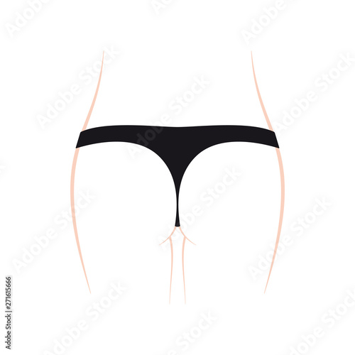 Women's vector torso with black panties. Rear view