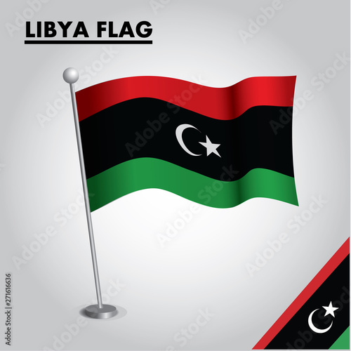 National flag of LIBYA on a pole