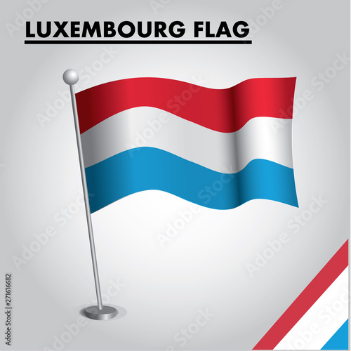 National flag of LUXEMBOURG on a pole