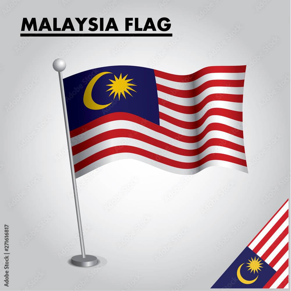 National flag of MALAYSIA on a pole National flag of MALAYSIA on a pole