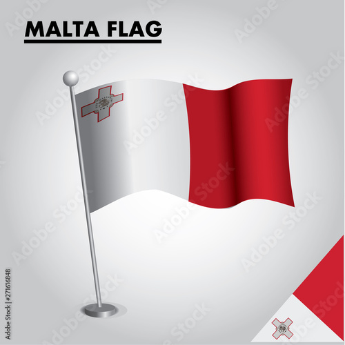 National flag of MALTA on a pole