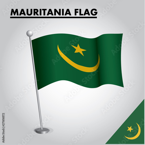 National flag of MAURITANIA on a pole