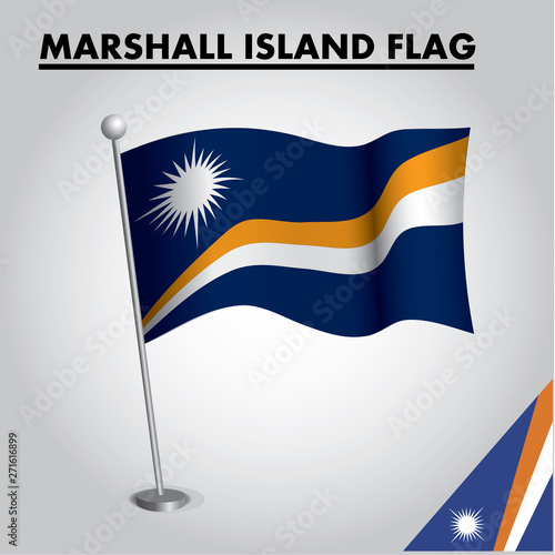 National flag of MARSHALL ISLAND on a pole