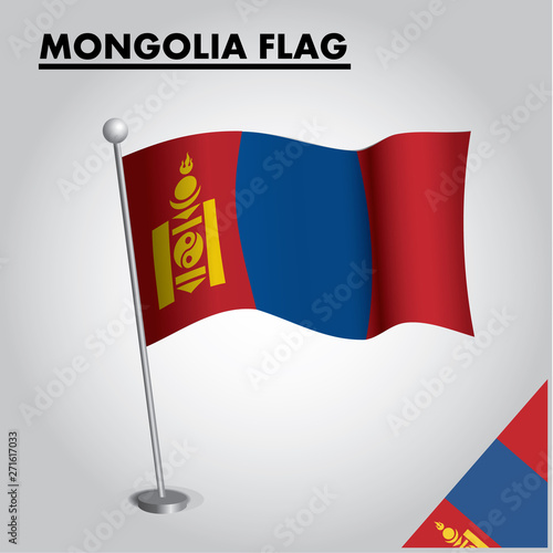 National flag of MONGOLIA on a pole