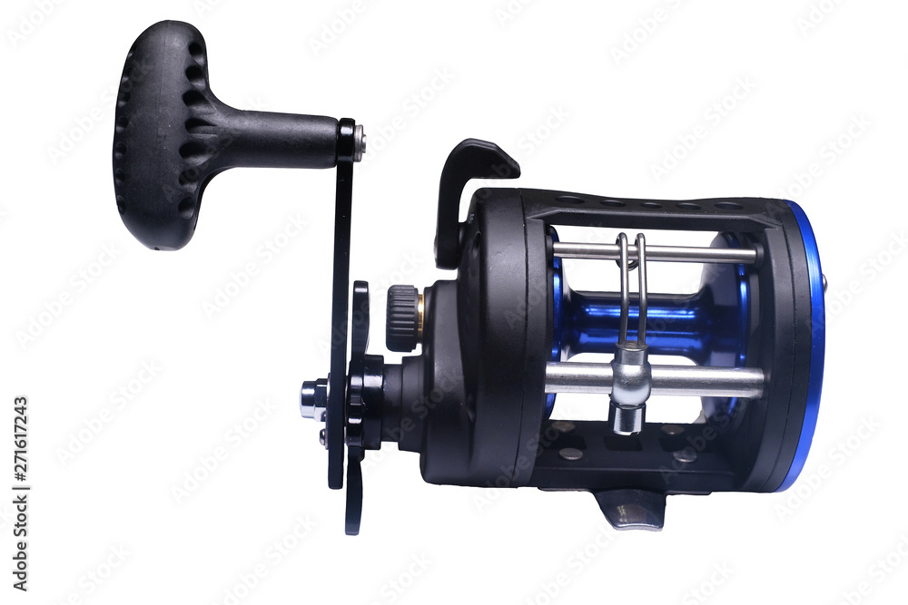 reel for sea fishing white background reel for sea fishing white background