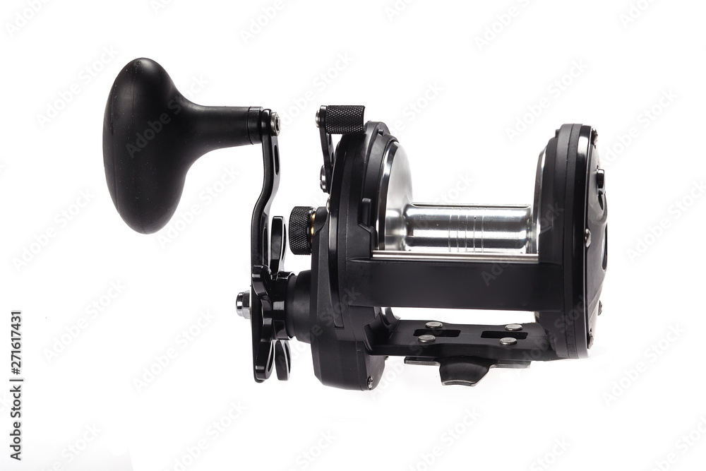 reel for sea fishing white background reel for sea fishing white background