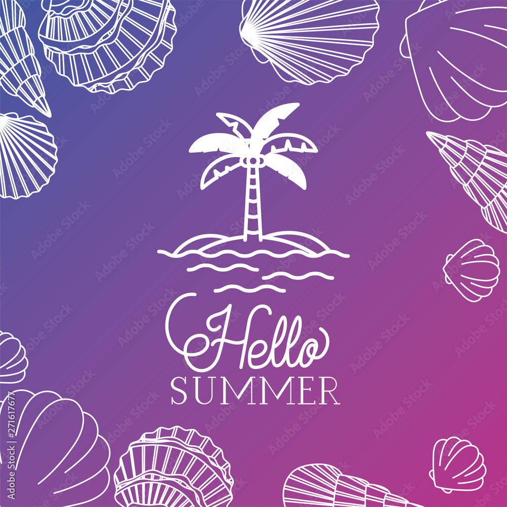Naklejka premium Hello summer and vacation silhouette design