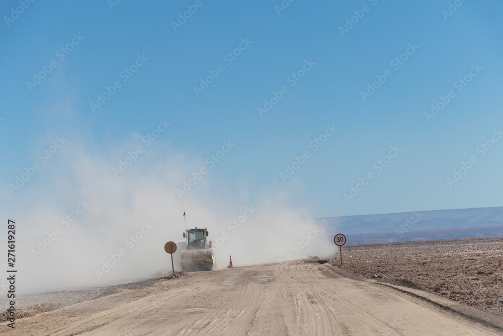 Lonely desert mountain Atacama road with copy space for text Lonely desert mountain Atacama road with copy space for text