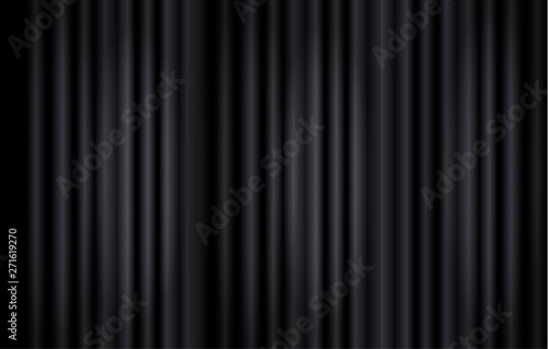 Vector Black Curtains Background, Stage Illumination Concept, Monochrome.
